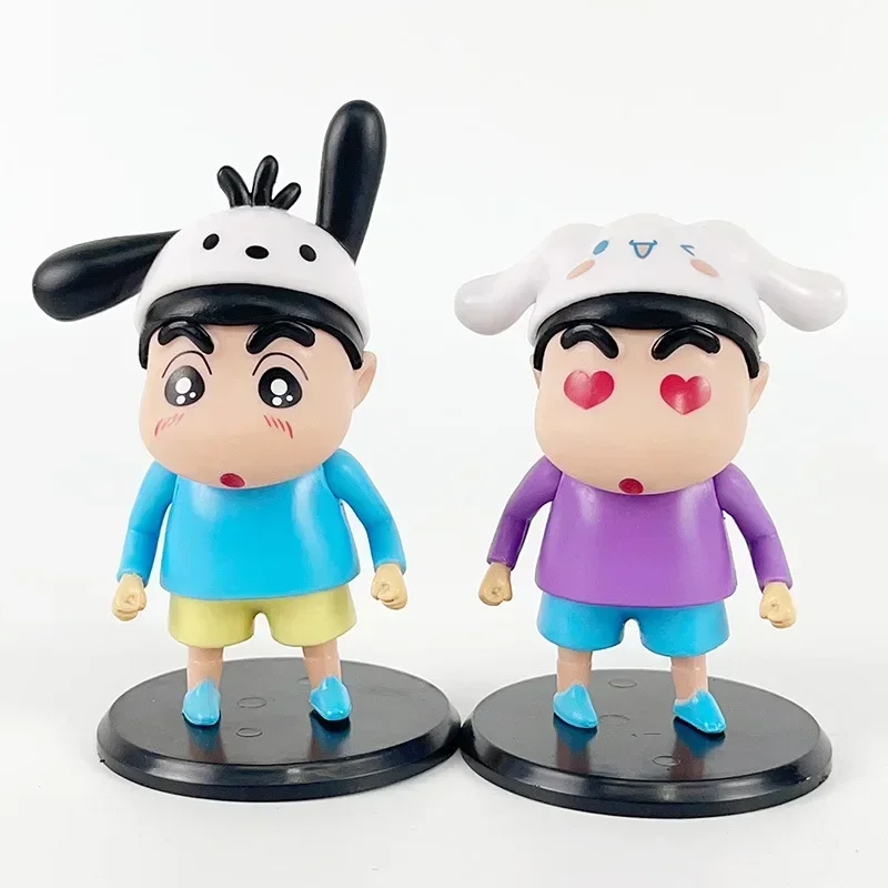 Crayon Shin-Chan Figuras Anime, Q Versão Toy, Hand-made Egg Vending Machine Modelos, Decoração do quarto, Boneca Ornamento, Presentes, 6Pcs