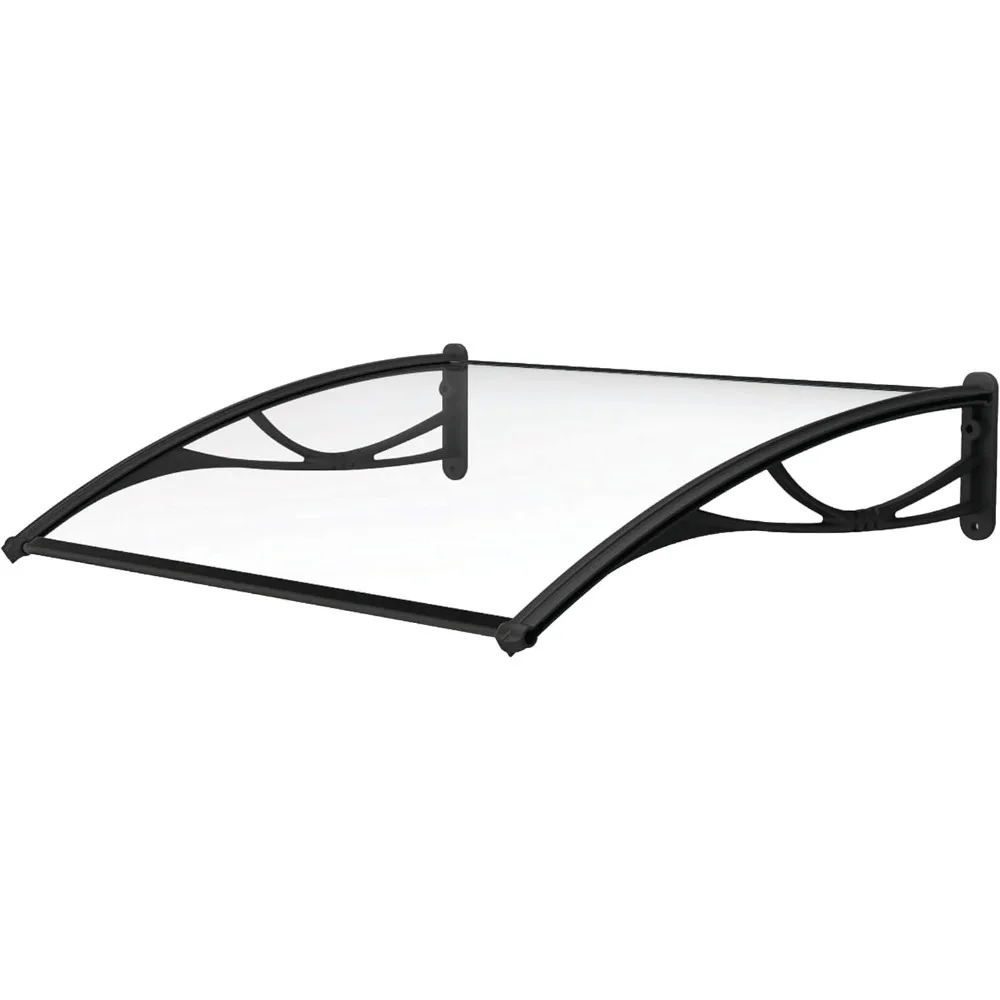 

DA4731-PBS1N PN Series, Crystal Polycarbonate Door/Window Awning Ideal for Rain, Snow and UV Protection, 47"W x 31"D, Clear/Bla