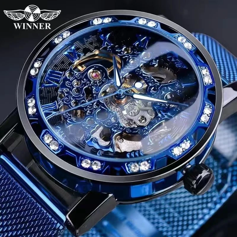 

Мужские механические часы со скелетом, стильные и крутые роскошные часы, популярные мужские часы, повседневные и модные универсальные брендовые часы, лучший подарок для него, батарейки не требуется