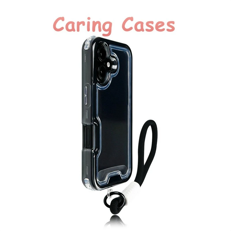 حافظة لهاتف آيفون 17 برو ماكس شفافة 3 في 1 مقاومة للصدمات وغطاء صلب سميك متوافق مع آيفون 16 15 14 13 12 11