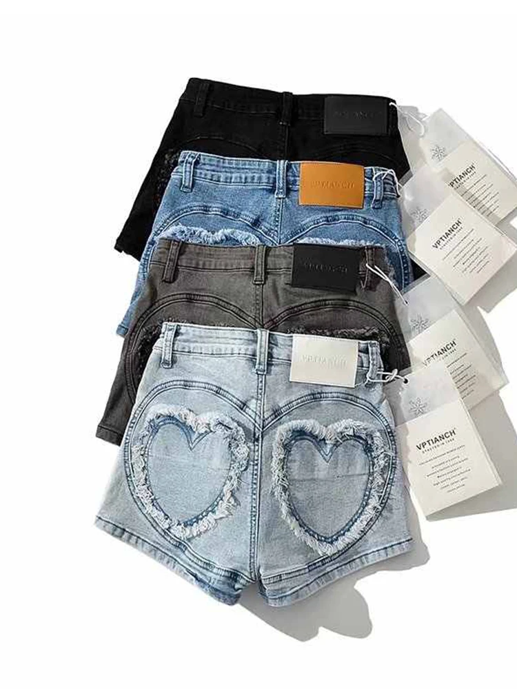 

2025 Summer Women's High Waist Denim Shorts Casual Loose Ladies Vintage Streetwear Fashion Button Wide Leg Short Jeans Female