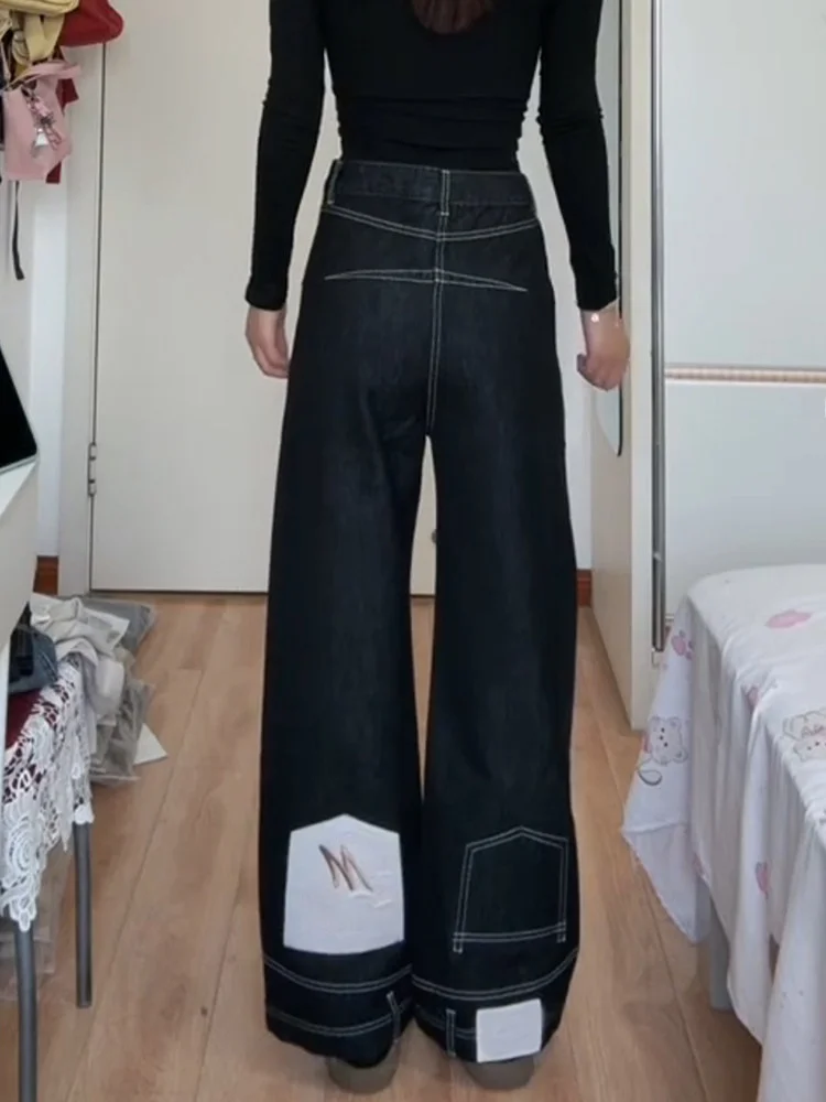 

Waed out High Street American Sle Women's Jeans Vintage Worn Look Torn Inverted Hair Long Pants Floor Length