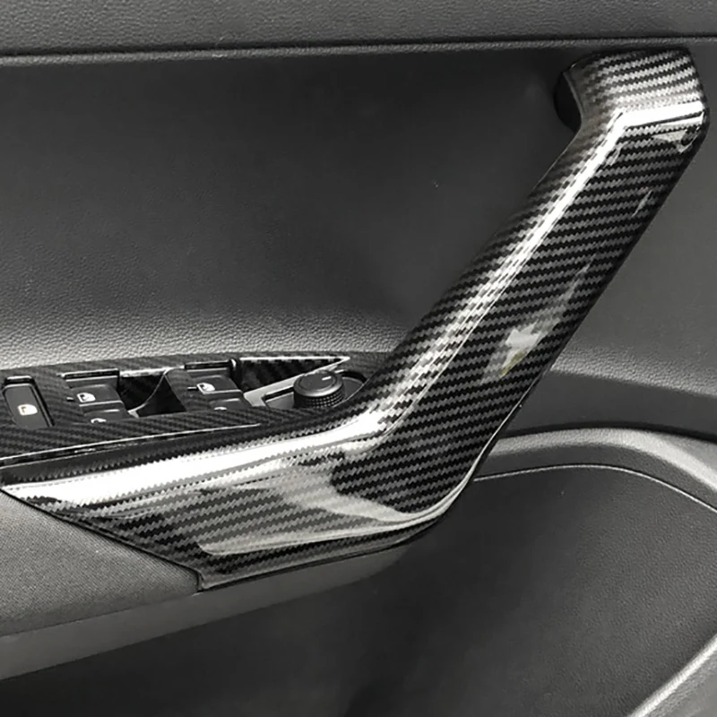 

Углеродное волокно, внутренняя дверная ручка, крышка, наклейка, накладка, молдинг, автозапчасти для Polo Plus 2019 2020, Стайлинг автомобиля