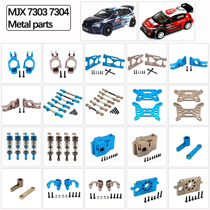 

7303 7304 Металлические запасные части для радиоуправляемых машин 1/7: сервопривод, рулевая тяга, редуктор, металлические амортизаторы для MJX Hyper GO