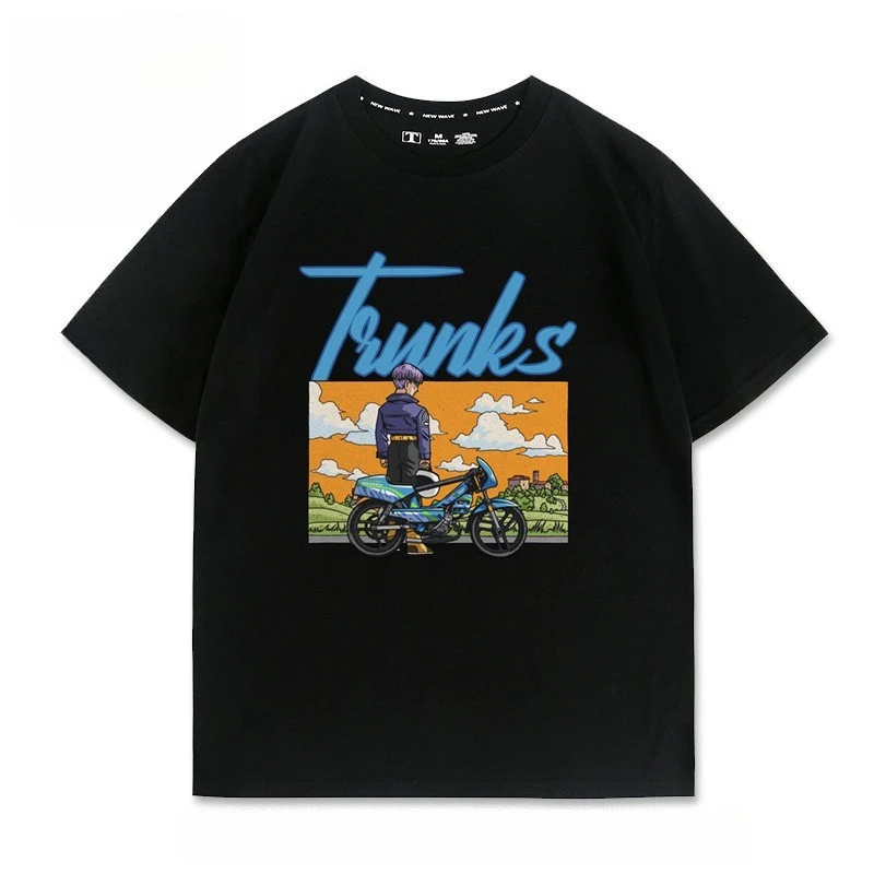 Dragon Ball Anime Trunks Motorcycle Printed T-shirt Men's and Women's T-shirt Men's Top Sports T-shirt 2026 Summer New Tee