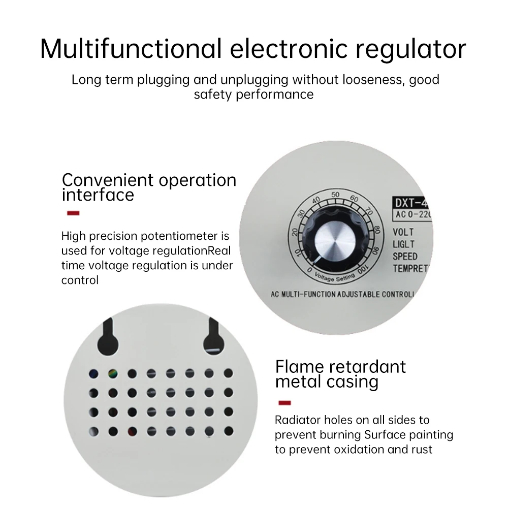 SCR Dimmer Portable Speed Temperature Light Voltage Adjustable Regulator AC220V 4000W Compact Variable Voltage Controller