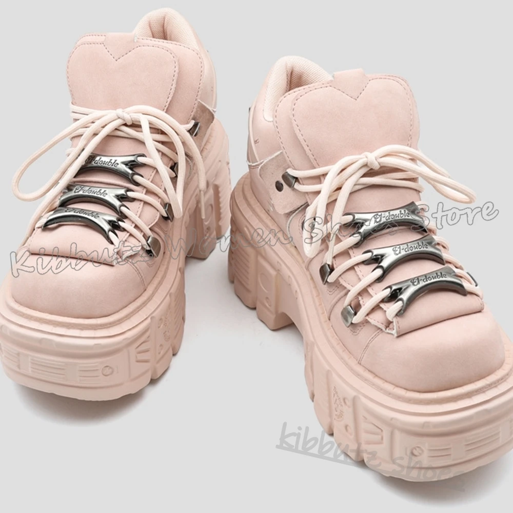 Sneaker Ankle Boots Platform Spicy Girl Round Toe Thick Bottom Rock Punk Novelty Fashion Concise Sexy Elegant Metal Decor Gothic view 3