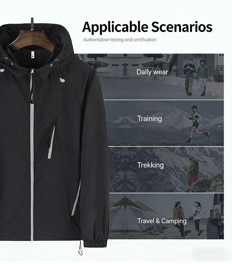 LNGXO Sommer-Windjacke für Herren und Damen, leichte Sonnenschutzjacke, Unisex, Camping, Klettern, Wandern, Outdoor, wasserdichter Mantel – Detail 8