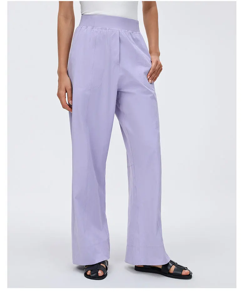 Damen High-Waist Yoga-Hose Einfarbige Weite Beinweite Workout-Hose Lose Atmungsaktive Schnelltrocknende Laufhose Damen-Sportbekleidung – Detail 12