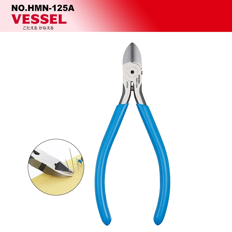 VESSEL HMN-125A Diagonal Plier 125mm Can Cut Soft Iron Wire/Copper Wire/Standard Wire Diagonal Cutter Japan Import Electro - Too