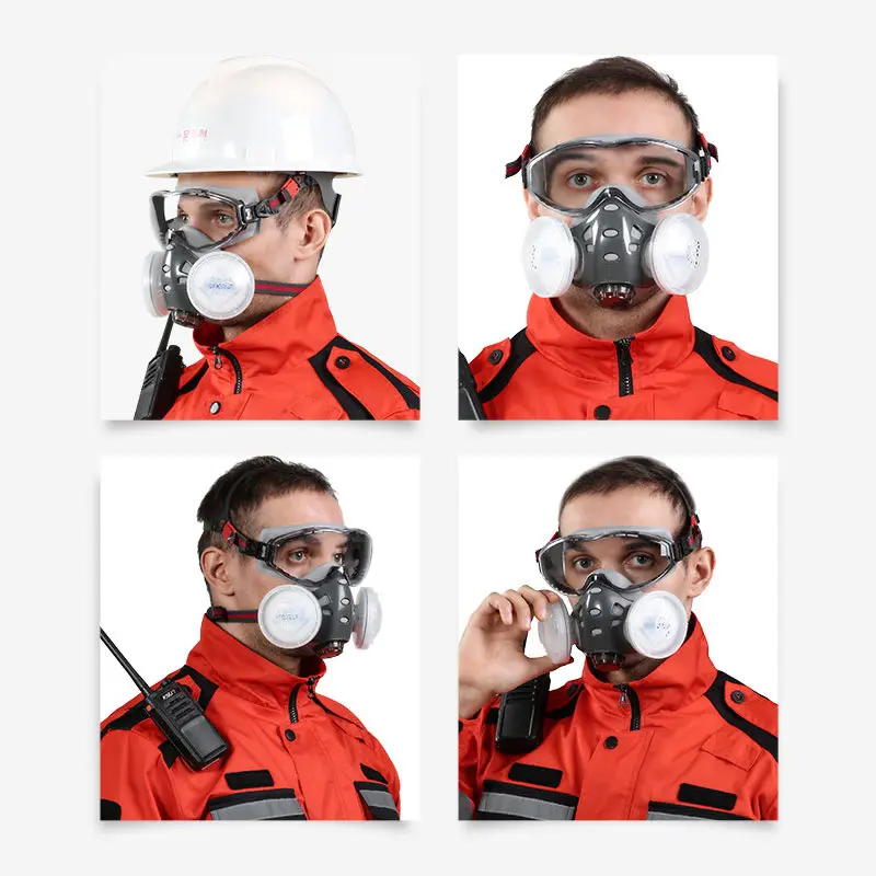 Integral Full Dust Mask Respirator With Anti-Fog Safety Glasses Dustproof Face Mask For Work Safe Painting Polishing Woodwork