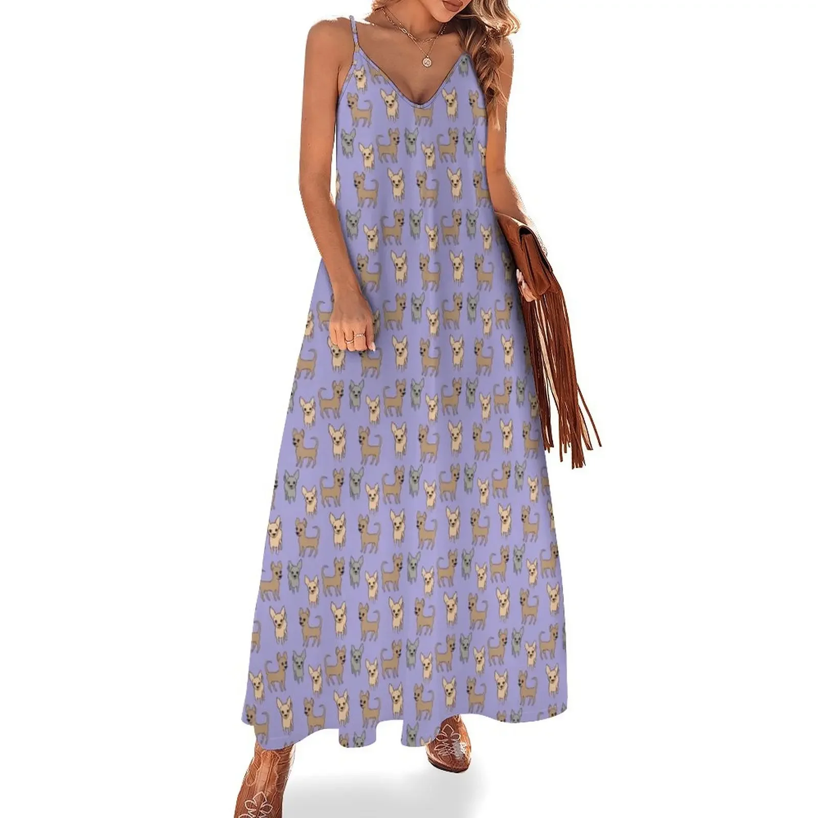 

Chihuahua chihuahuas - lilac Sleeveless Dress Long dress Women's evening dress evening