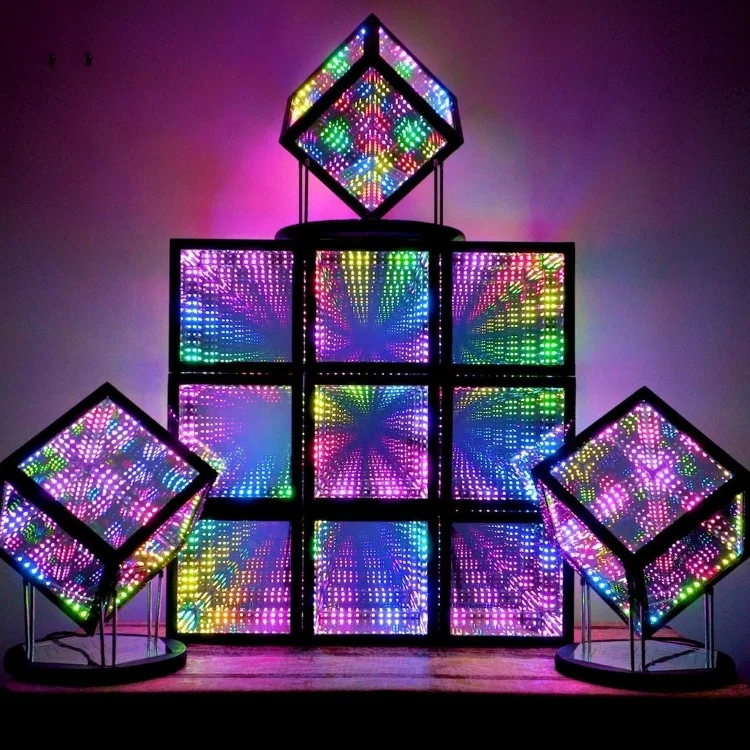 PeseTech RGB Multicolor Game Party Light Adjustable Unlimited Hypercube Led Mirror Art Ambient Light Sound Reactive Portable