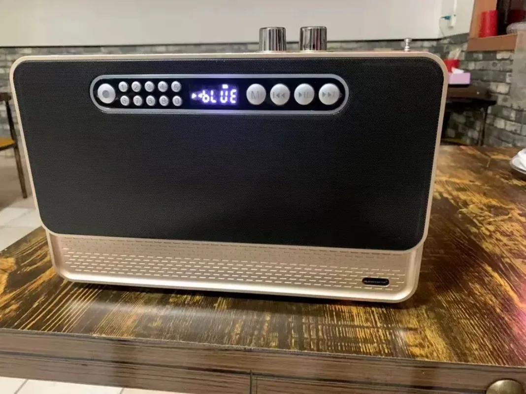 Vintage Wooden Portable Bluetooth Speaker, Retro Classic Stereo Audio Device With FM Radio, Hi‑Fi Subwoofer For Nostalgic Music