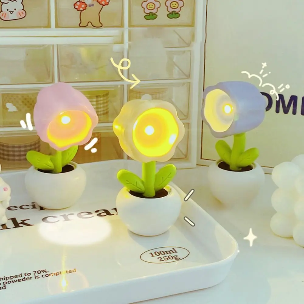 2024 Cute Mini LED Flower Night Light LED Colorful Desktop Ornament Birthday Gift Small Table Lamp