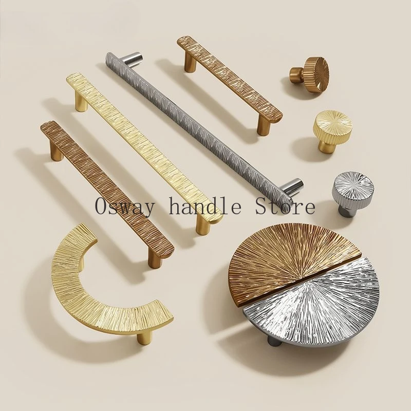 Luxury Vintage Gold Handle Zinc Alloy Straight Line Hammered Pull for Cabinet Drawer Wardrobe