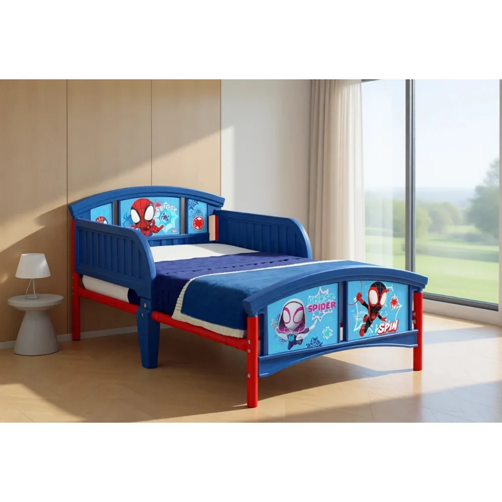 Cama Infantil de Plástico con Diseño de Spiderman y sus Amigos para Niños Pequeños