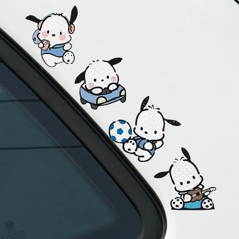 Sanrio Hello Kitty Reflective Car Sticker Rearview Mirror Sticker Car Body Decorative Sticker Motorcycle Vehicles Automobiles