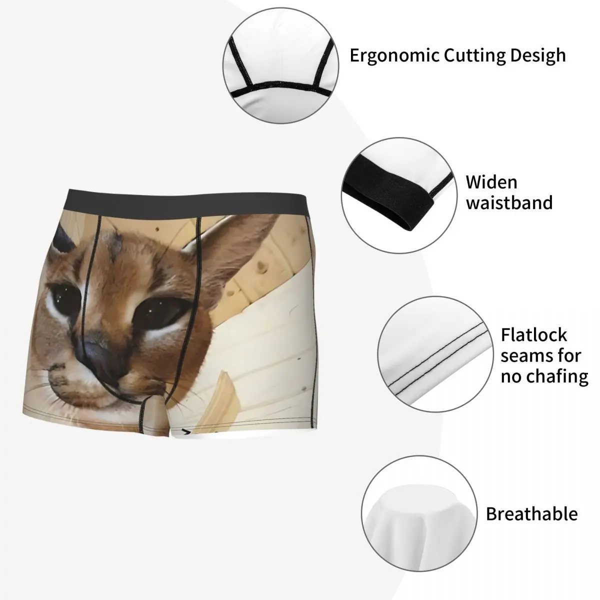 Zabloing Meme Man\'s Boxer Briefs Underwear Big Floppa Anime Highly Breathable High Quality Birthday Gifts