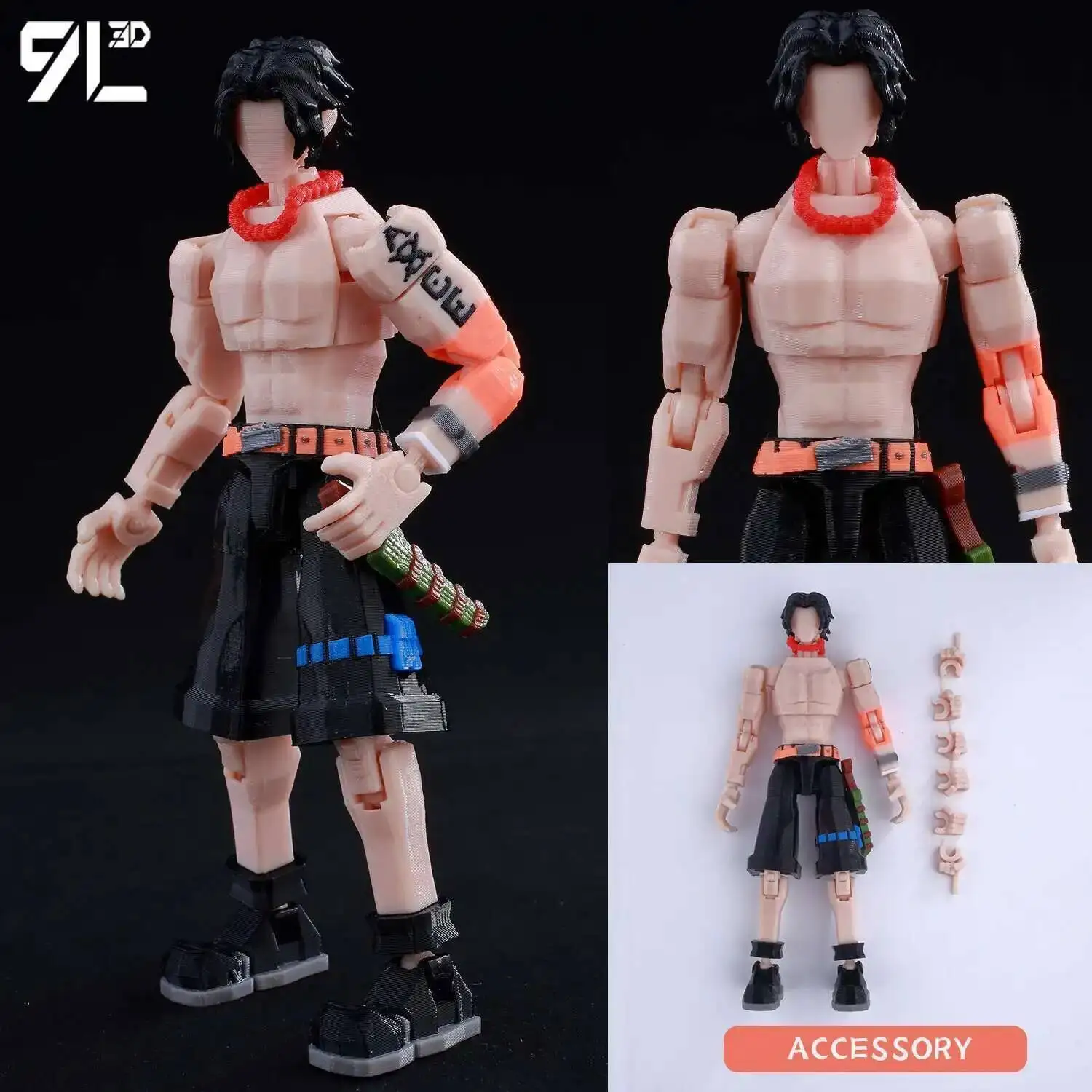 9L 3Dプリント ワンピース ギア5 ルフィ ラバーハンドフィギュア