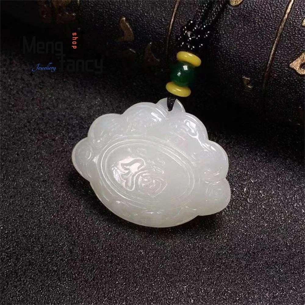 Natural Hetian White Jade Baby Peace Lock Rich Long Life Lock Pendant Simple Exquisite Fashion Jewelry High-grade Holiday Gifts