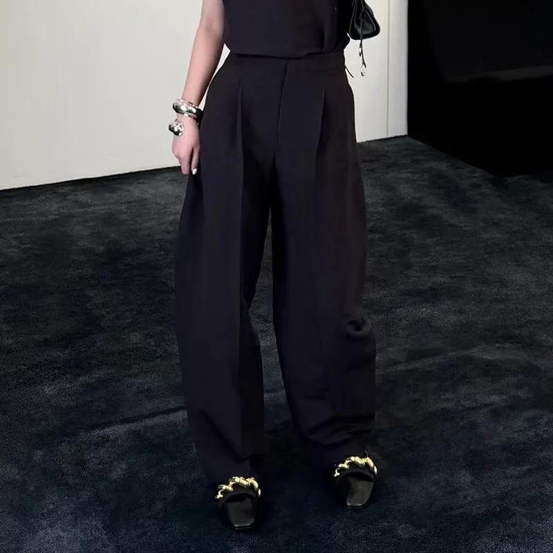 Women's high-waisted pleated wide-leg pants - relaxed and slimming for daily wear and casual occasions. New 2026 summer style.