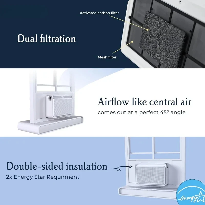 Climatiseur moderne avec module WhisperModule, ultra-silencieux, fenêtre à commande vocale plus efficace, unité AC, comprend une application giv