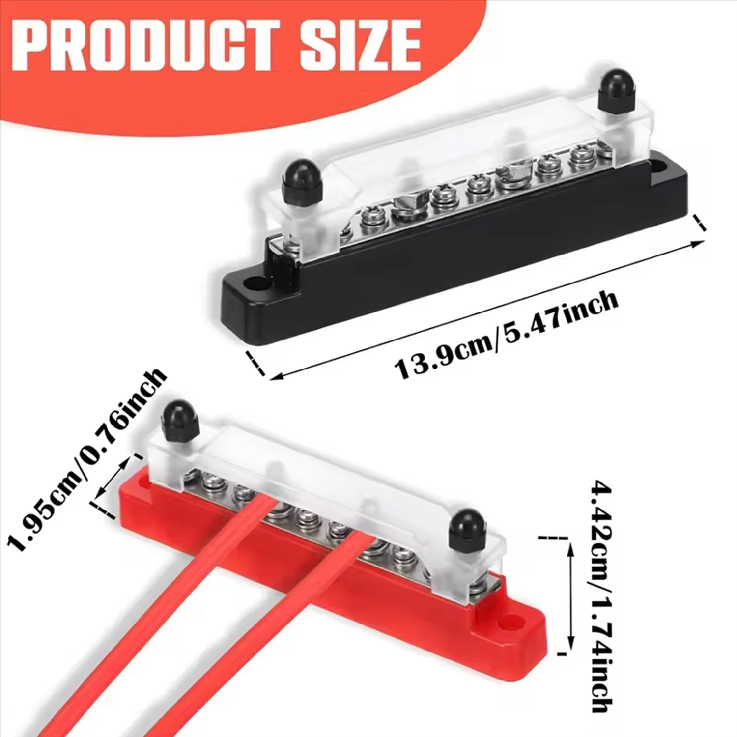 M6 Terminal Block dc Bus Bar, Car Power Distribution Block Negative Bus Bar, 12V 150A Power current distributor