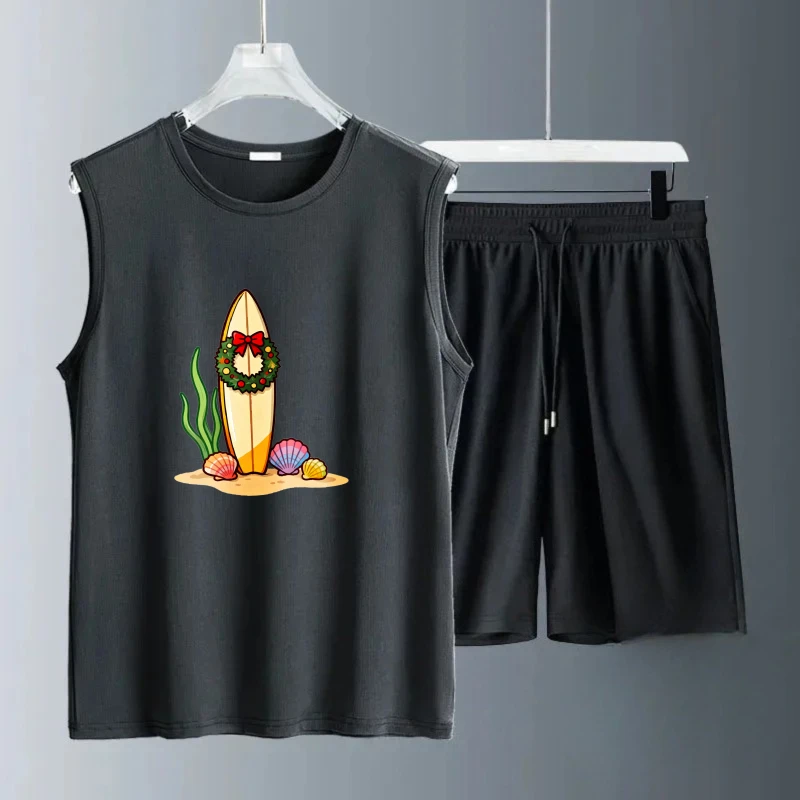 الرجال تانك القمم مجموعات موضة البوليستر تنفس الرجال الثريات بدلة تدريب مجموعة الرجال Summe قصيرة الأكمام + السراويل مجموعات الرجال الجديدة #2