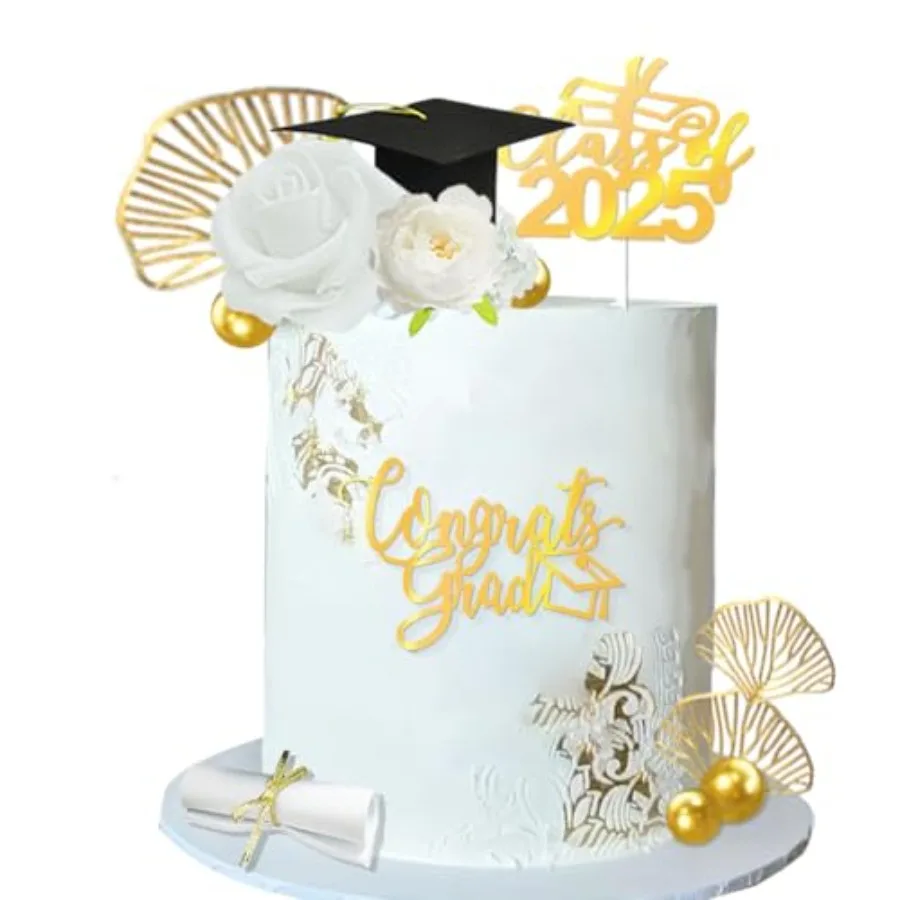 كعكة التخرج توبر زهرة غراد قبعة كعكة توبر مجموعة فئة 2025 الخريجين غراد كعكة ديكور لحفلة التخرج