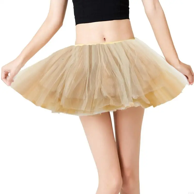 P88B Women Layered Tulle Rainbow Vintage Mesh Short Skirt Themed Party Costume