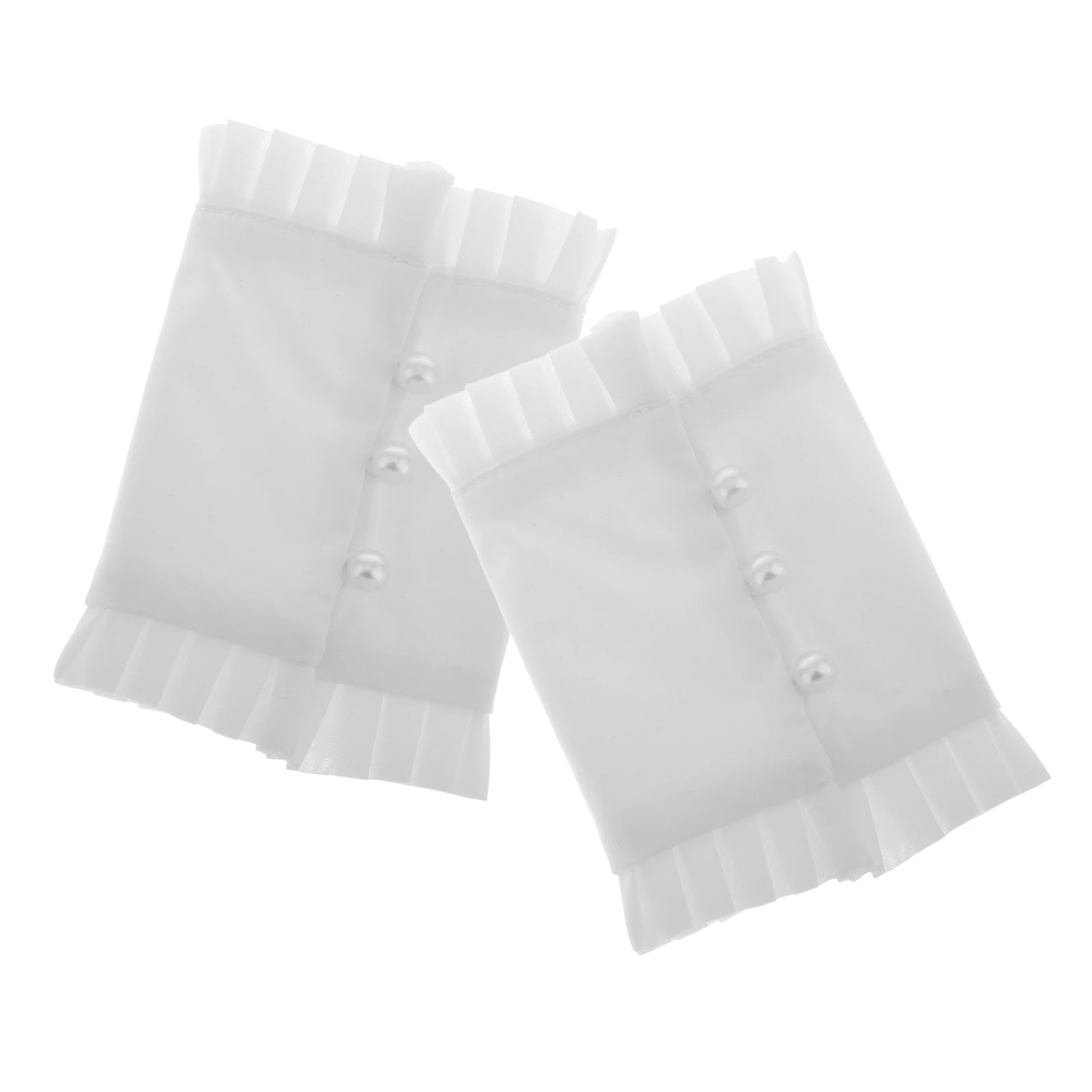 1 زوج زر اللؤلؤ فو الأكمام انفصال كشكش الأصفاد للنساء لوليتا نمط القطن الدانتيل الكفة حفل زفاف التبعي