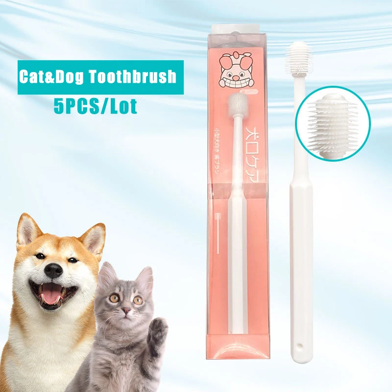 Pet Toothbrush Dog Cat Super Soft Nylon Bristles Tooth Brush 360 Degree Oral Cleaning Face Blackhead Cleaning Multifunctional