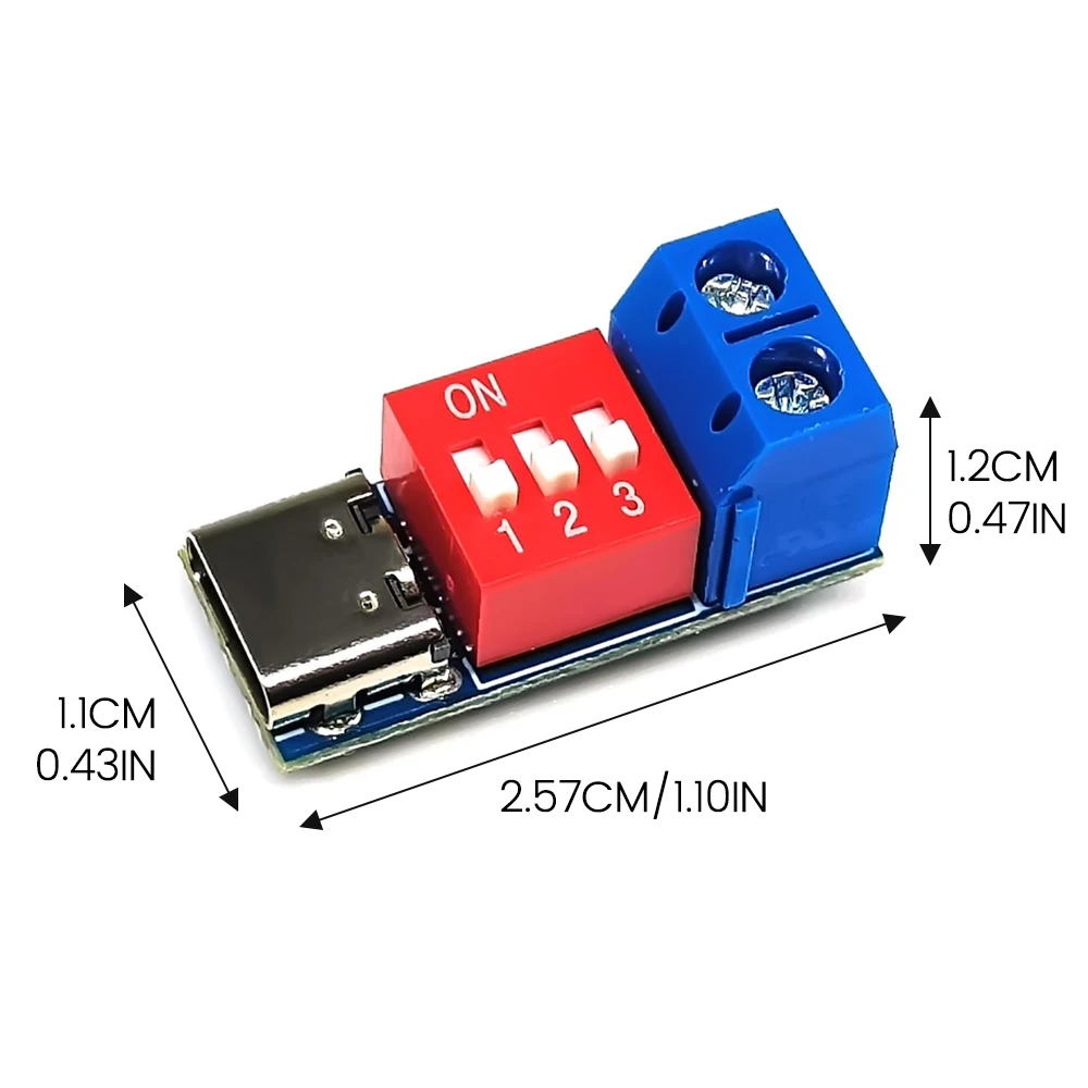 Type-C PD QC Trigger Board 5V-20V DC Adjustable Voltage Power Module Dial Switch Adjustment Voltage Fast Charging Decoy Module