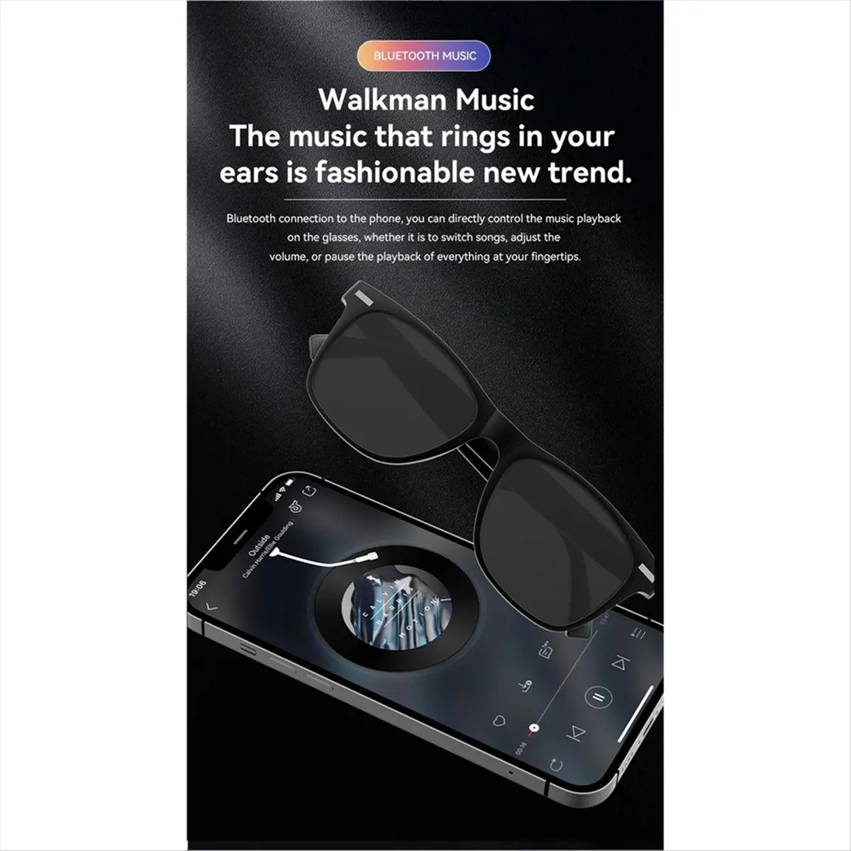 Smart Anti-Blue Light Sunglasses Bluetooth Talk Remote Control Camera Music Playback UV Protection Smart Glasses A