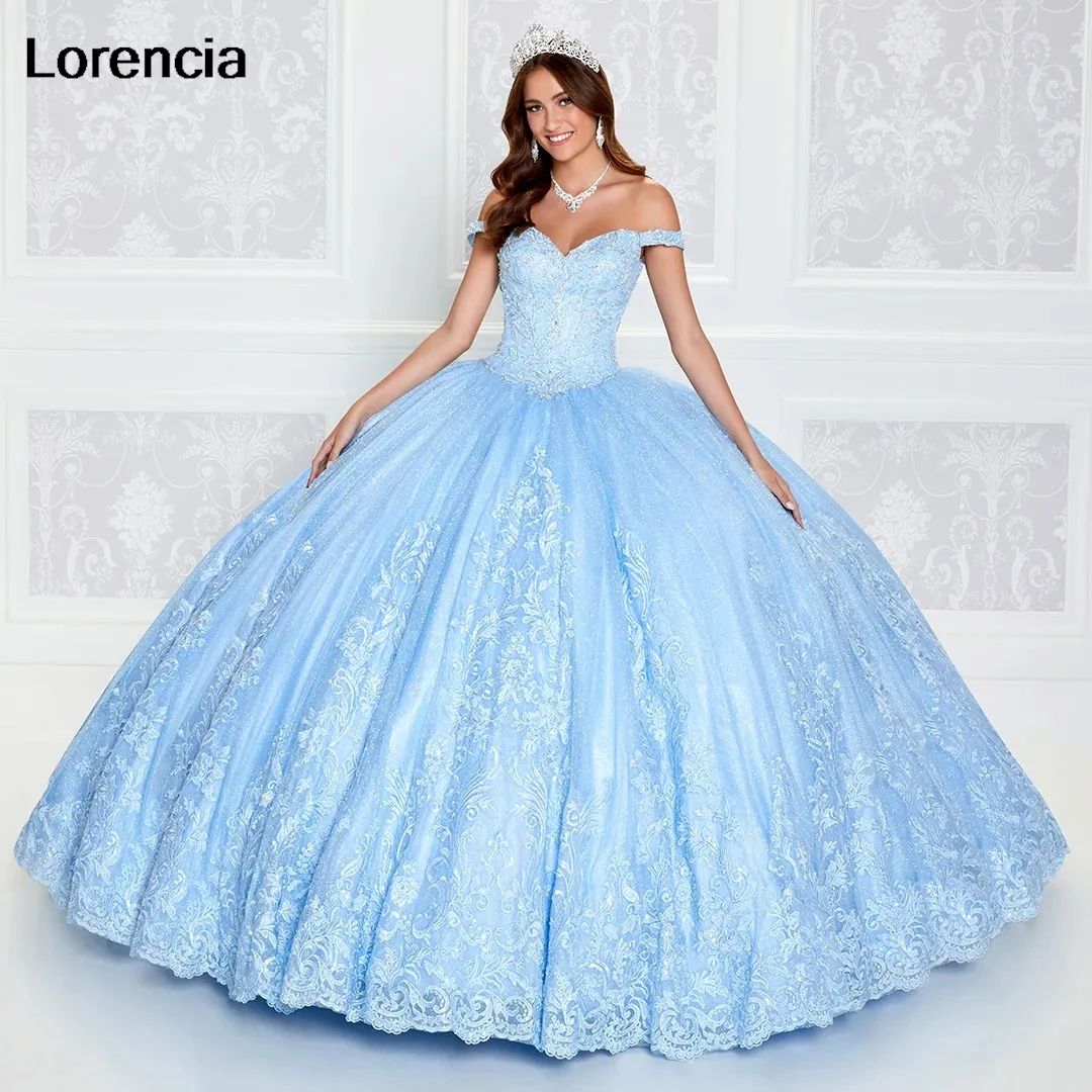 LorstudShiny-Robe de RhCAN ac Quinceanera, appliques en dentelle, perles, cristal, corset mexicain, Sweet 16, robe éducative de 15 ans, YQD792