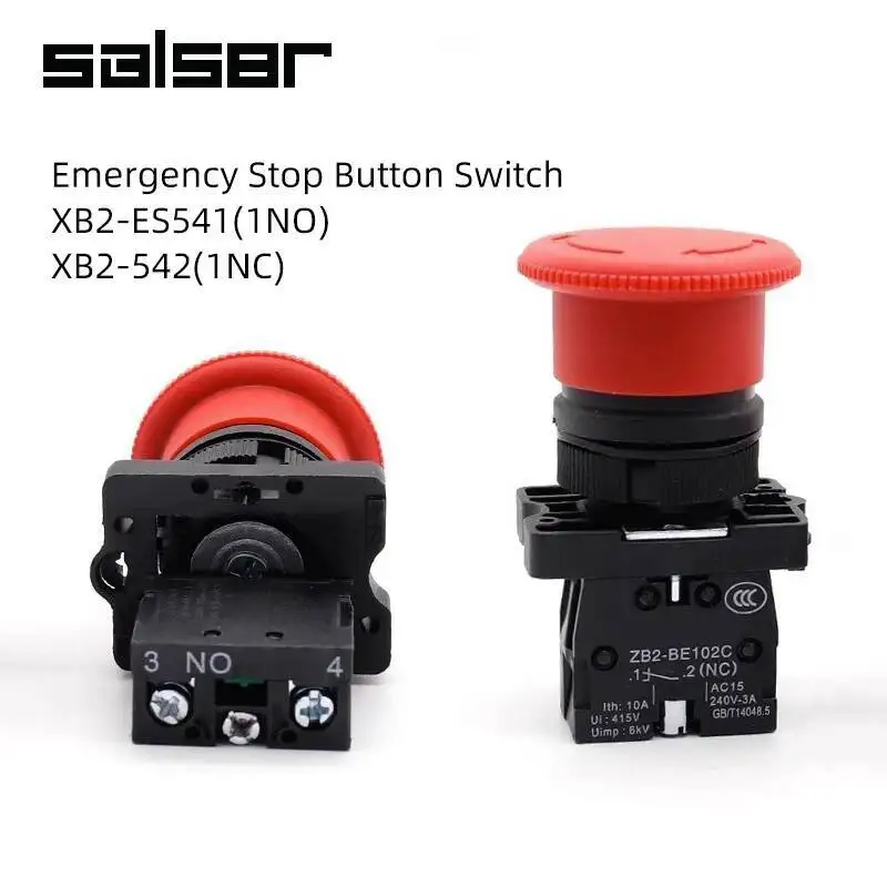 1NO/1NC توقف الطوارئ 22 مللي متر تصاعد XB2-ES541(ES542) مفتاح بـزر دفع الفطر الأحمر رئيس التحكم 220 فولت 10A