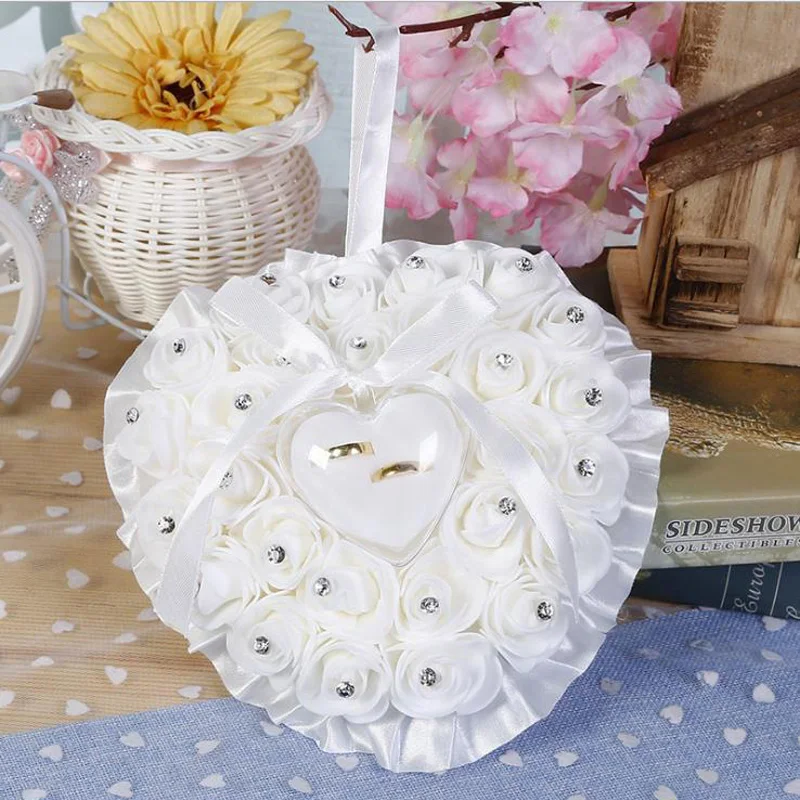 اكسسوارات تخزين خاتم الورد الرومانسي ، خاتم الزواج الأوروبي ، وسادة الزوجين ، صندوق اللوازم