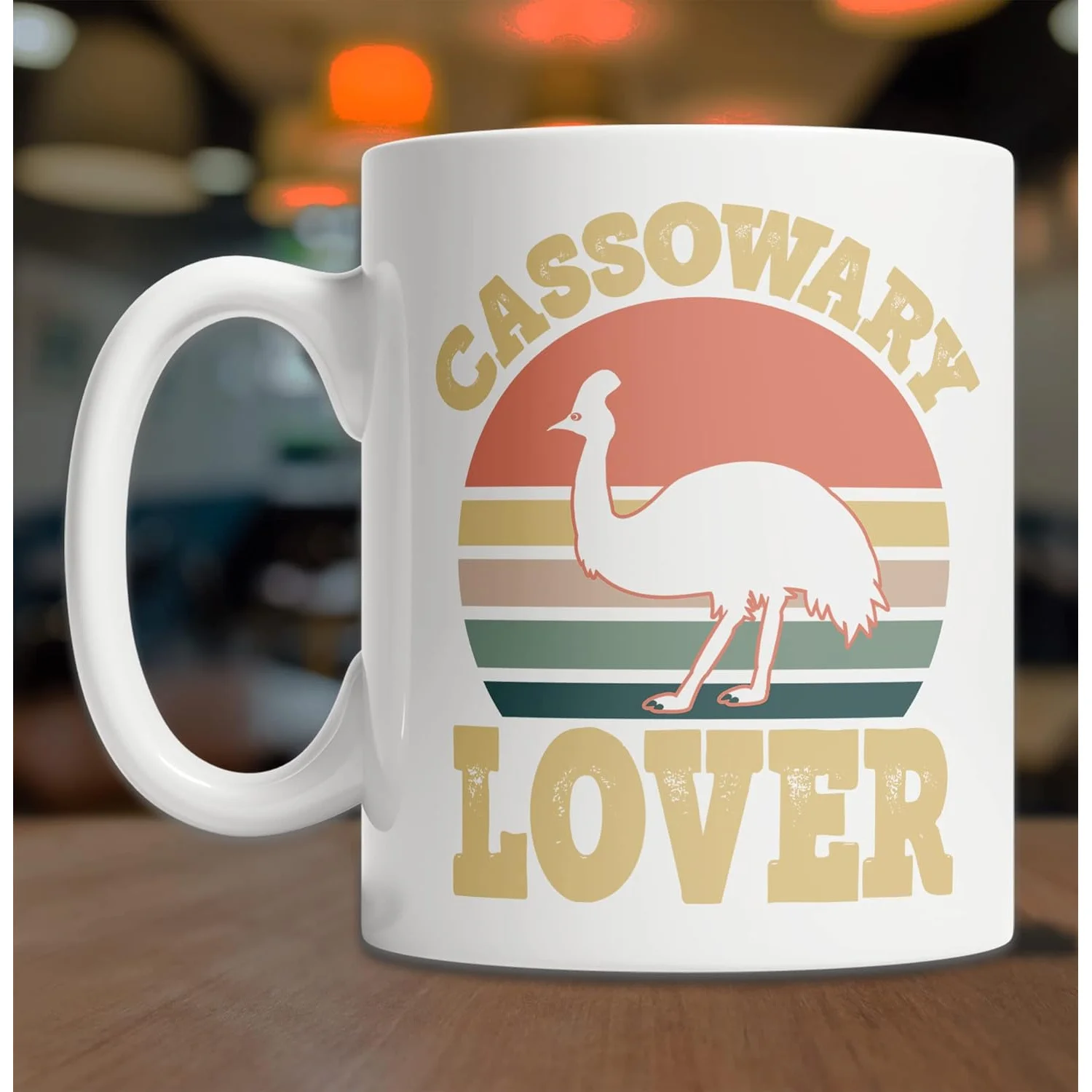 Ceramic Coffee Mug Cassowary Lover Vintage Sunset Design 11oz Funny Bird Enthusiast Gift for Animal Fans