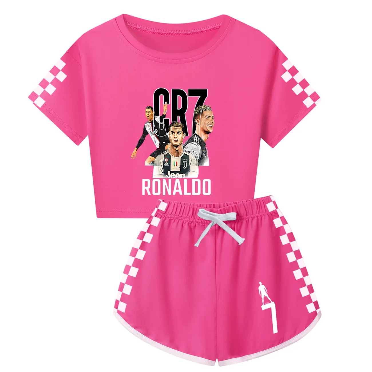 Cheerleading Team Star player Cristiano Ronaldo children's short sleeved shorts set