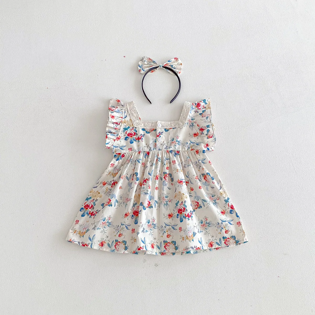 2026-early-summer-korean-style-toddler-girl-princess-dress-fly-sleeve-ruffle-casual-party-sweet-outfit-for-kids-2-6y