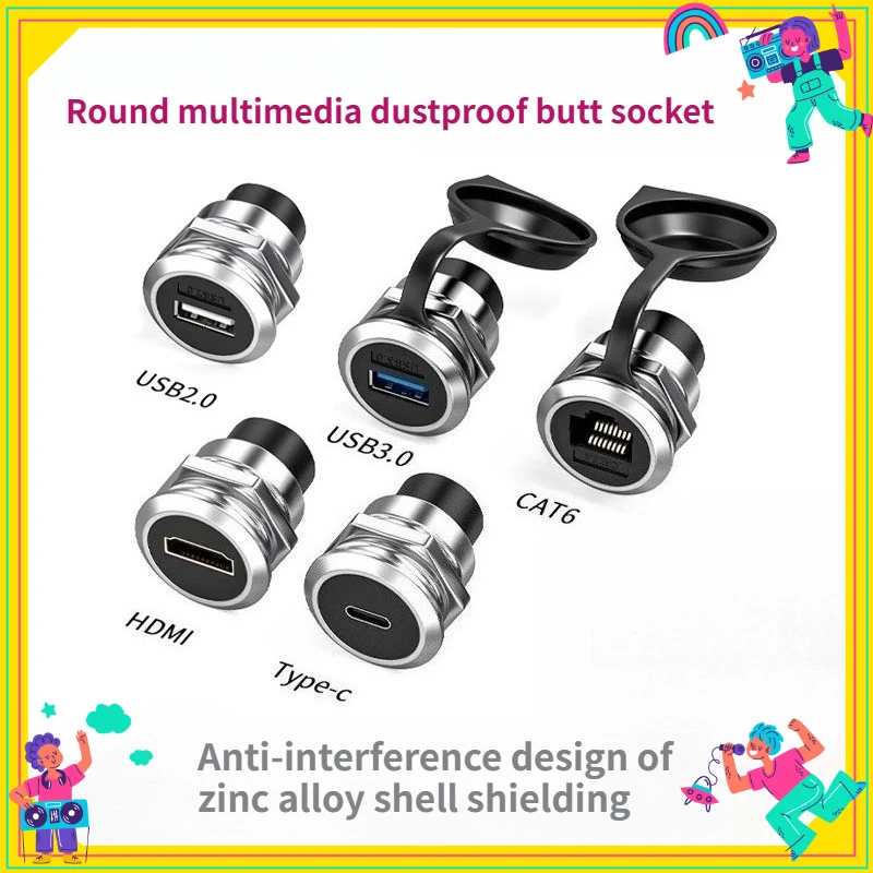 

Промышленная пылезащитная круглая розетка сетевого порта RJ45 HDMI HD USB3.0 Type-C Модуль данных Информационная коробка Сквозная пластинчатая кабельная головка