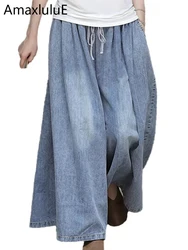 Max LuLu Neue 2023 Frühling Harajuku Design Frauen Breite Bein Hosen Vintage Lose Weibliche Denim Hosen Koreanische Taschen Casual Blaue Jeans