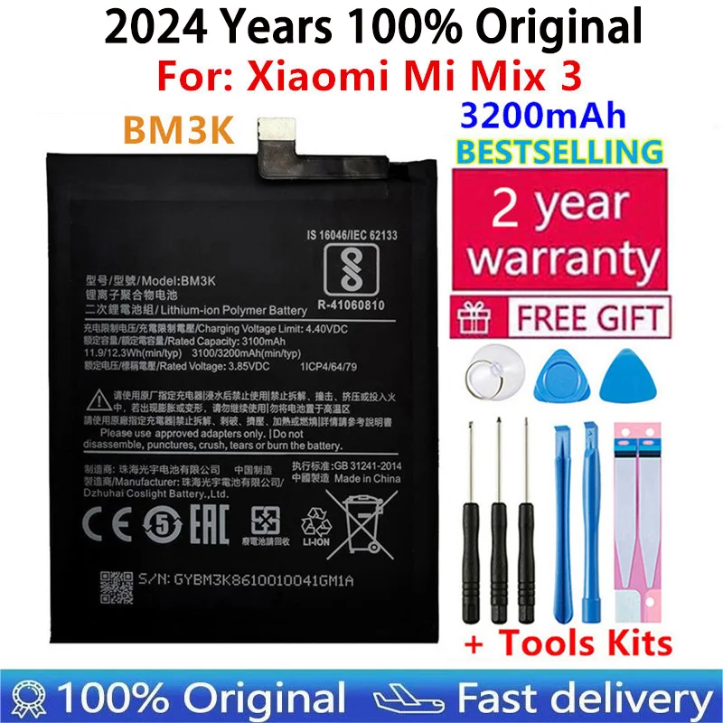 100% Orginal Phone Battery BM3K 3200mAh High Quality Replacement Battery for Xiaomi Mi Mix 3 Mix3 Batteries Tools Fast Shipping