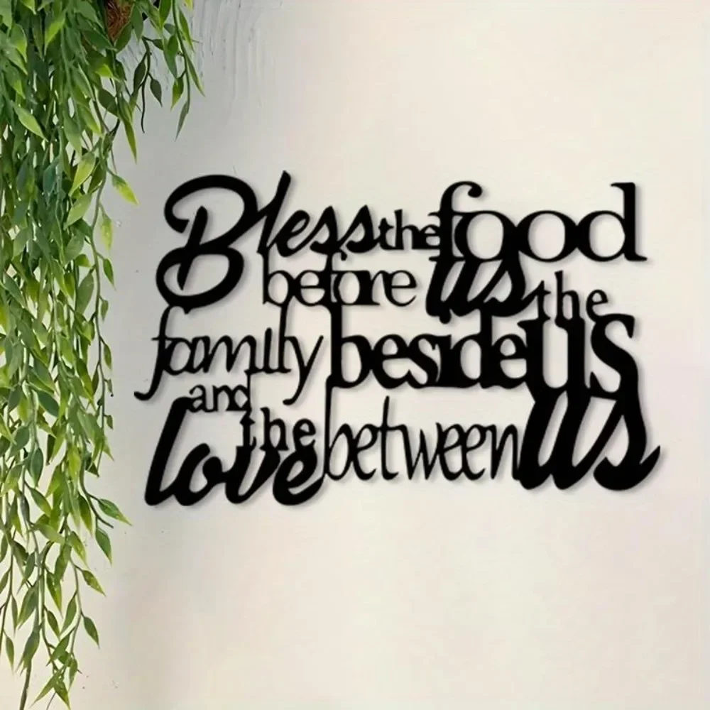 Love Over Metal Wall Art, Rust-Resistant Iron Home Decor with Family Blessing Quote, Vintage Script for Living Room