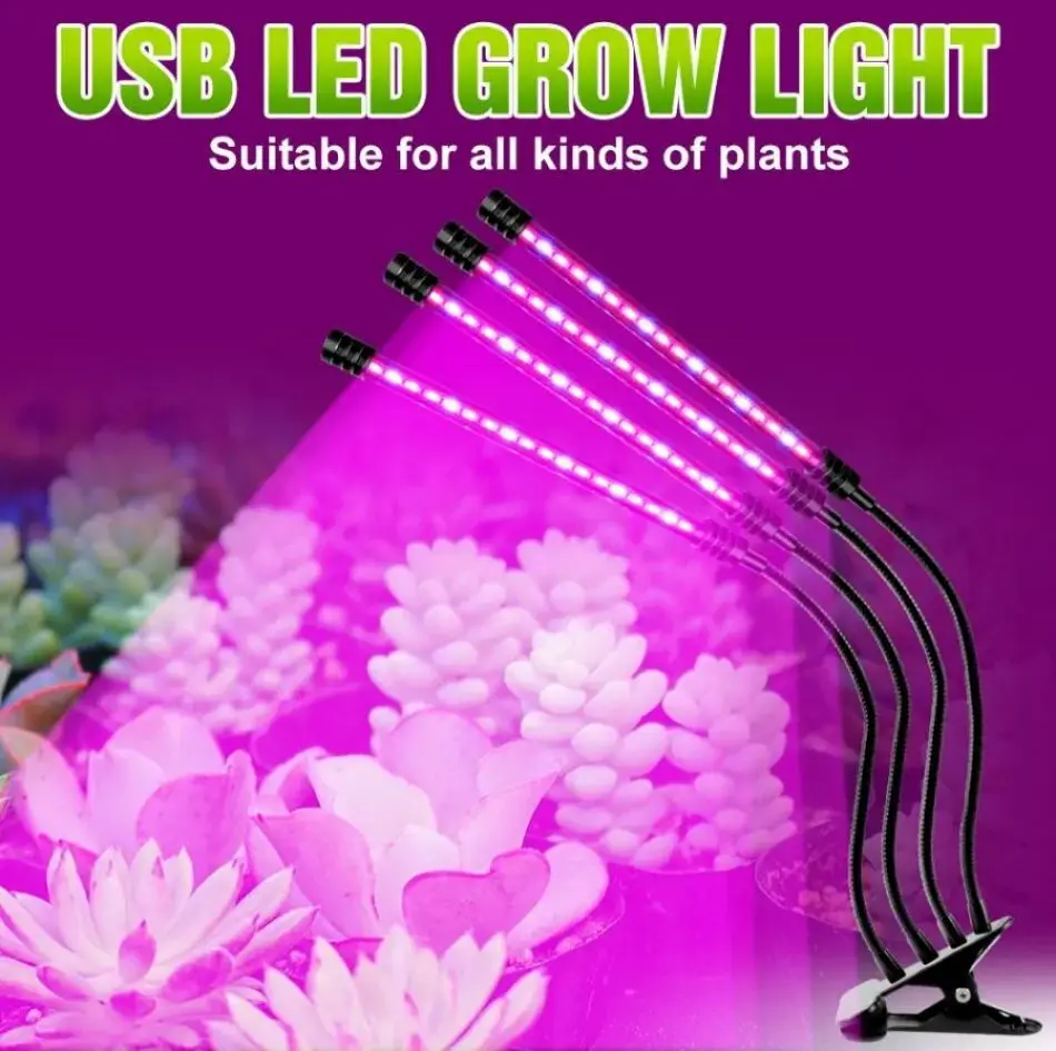 USB LED Plant Grow Light Indoor Garden 10 Dimmable Levels Grow Light Full Spectrum Timer Setting Hydroponic Greenhouse 3H/9H/12H
