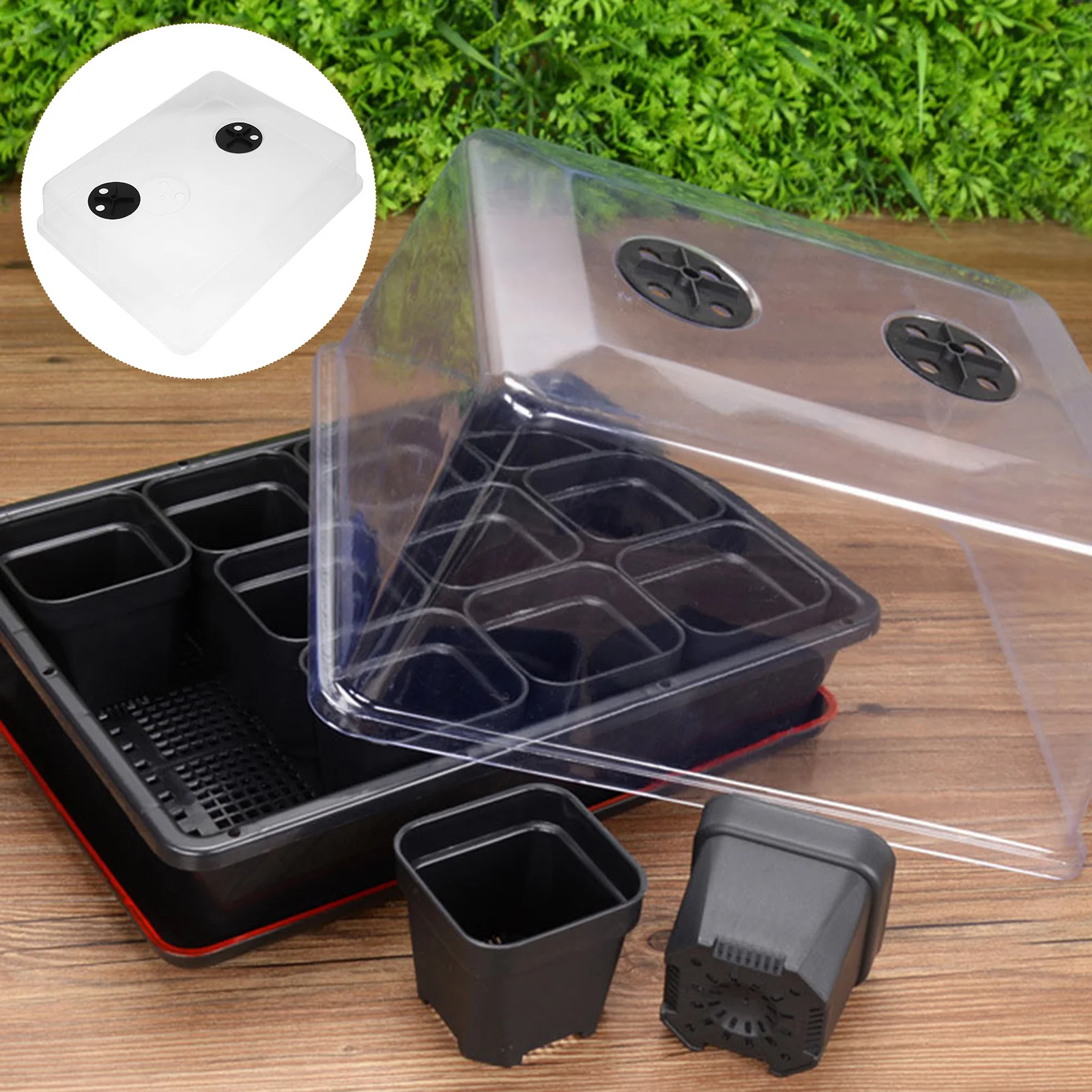 

2Pcs Nursery Pot Lid Transparent Plastic Humidity Dome for Heat Preservation and Moisturizing with Adjustable Vent Gardening