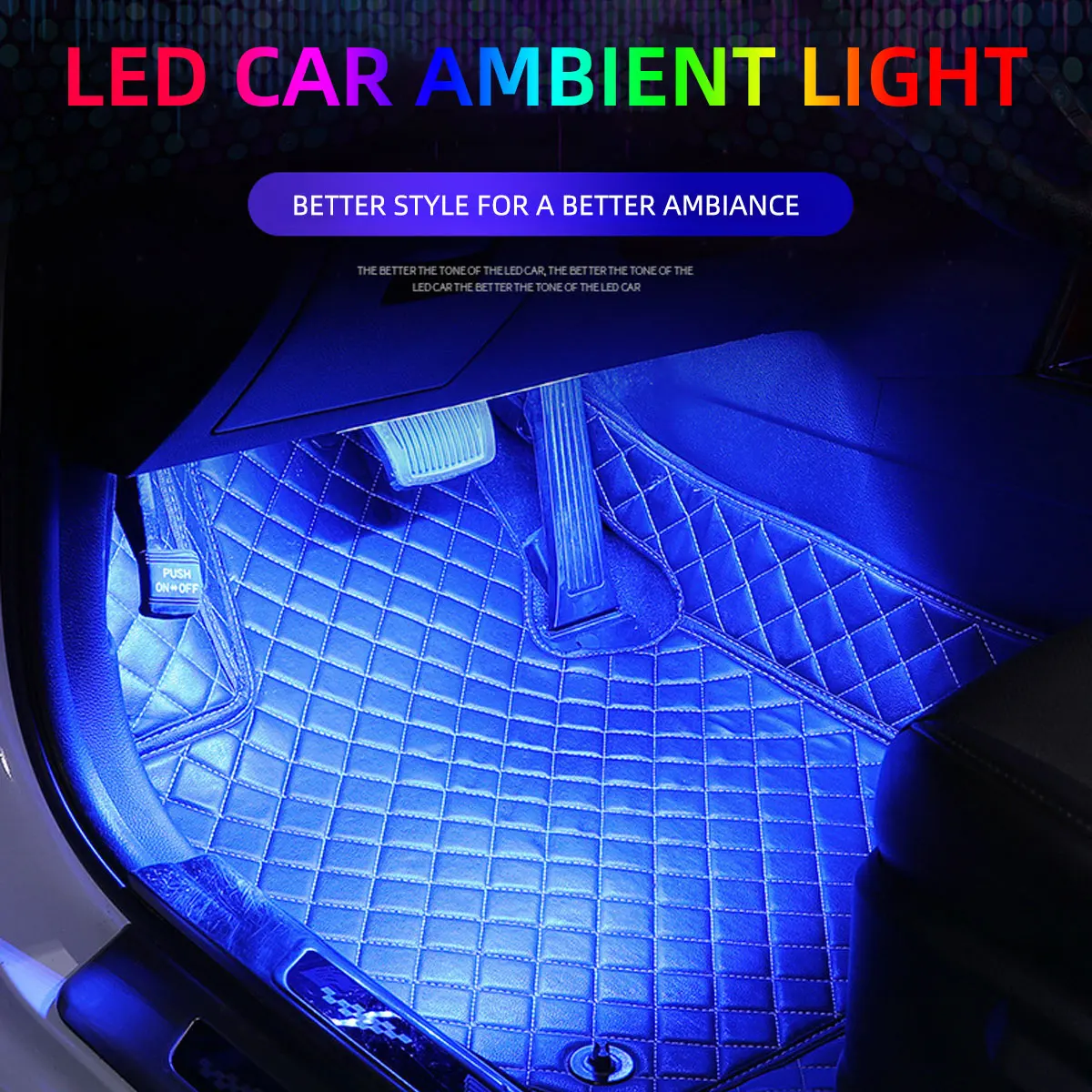 4 in 1 Interior ambient lighting Rgb Car Footwell Decorative light strip APP Voice control Interior lights Led Atmosphere lamp