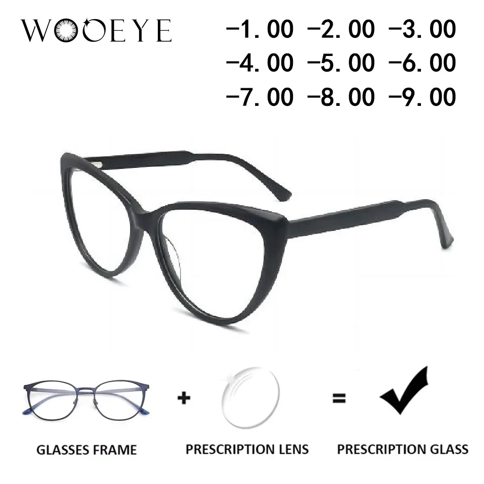 

Photochromic Glasses Fashion Acetate Prescription Glasses cat-eye Optical Lenses With Recipe Man Myopia Eyeglasses Men
