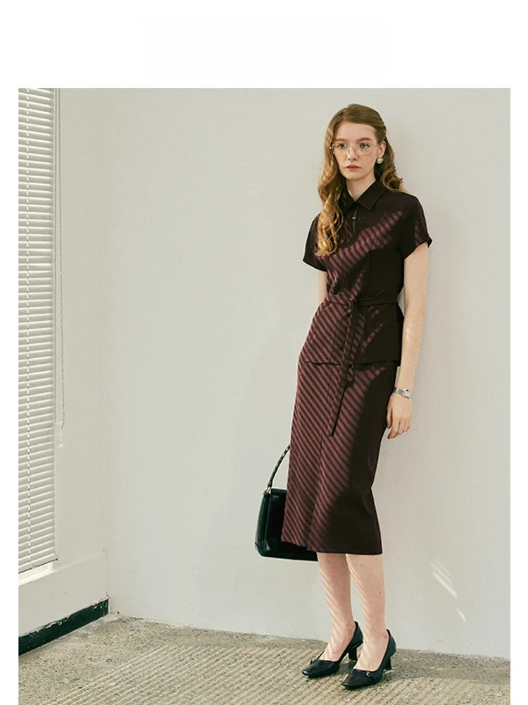 

Комплект для повседневной носки Havehas Softpower: топ с воротником из ацетата или блузка с рукавами и поясом, юбка-карандаш в винтажном стиле, женская футболка